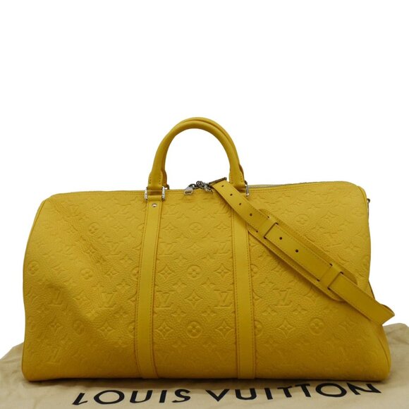 LOUIS VUITTON Keepall 50 Bandouliere Monogram Taurillon Travel Bag Yellow - Picture 3 of 12
